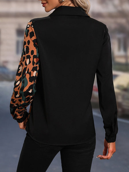 Honey Leopard Long Sleeve Blouse - S. M. & Co.