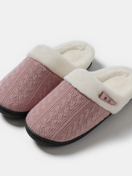 Horn Buckle Furry Texture Flat Slippers - S. M. & Co.