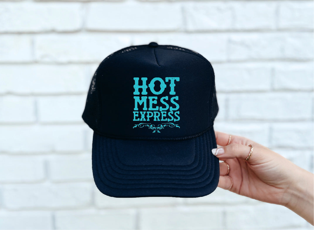 Hot Mess Express DTF Printed Black Trucker Hat - S. M. & Co. Shirts & Tops