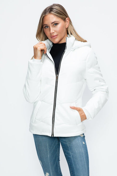 How Dare U Pocketed Zip Up Puffer Jacket with Removable Hood - S. M. & Co.