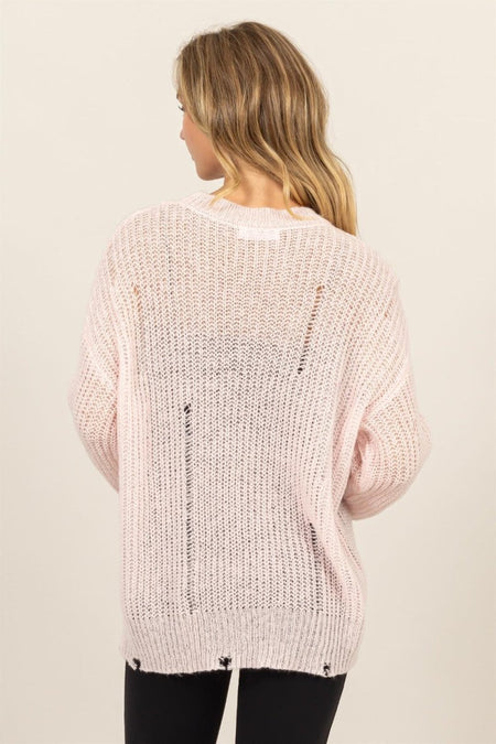 HYFVE Distressed Long Sleeve Knit Top - S. M. & Co.