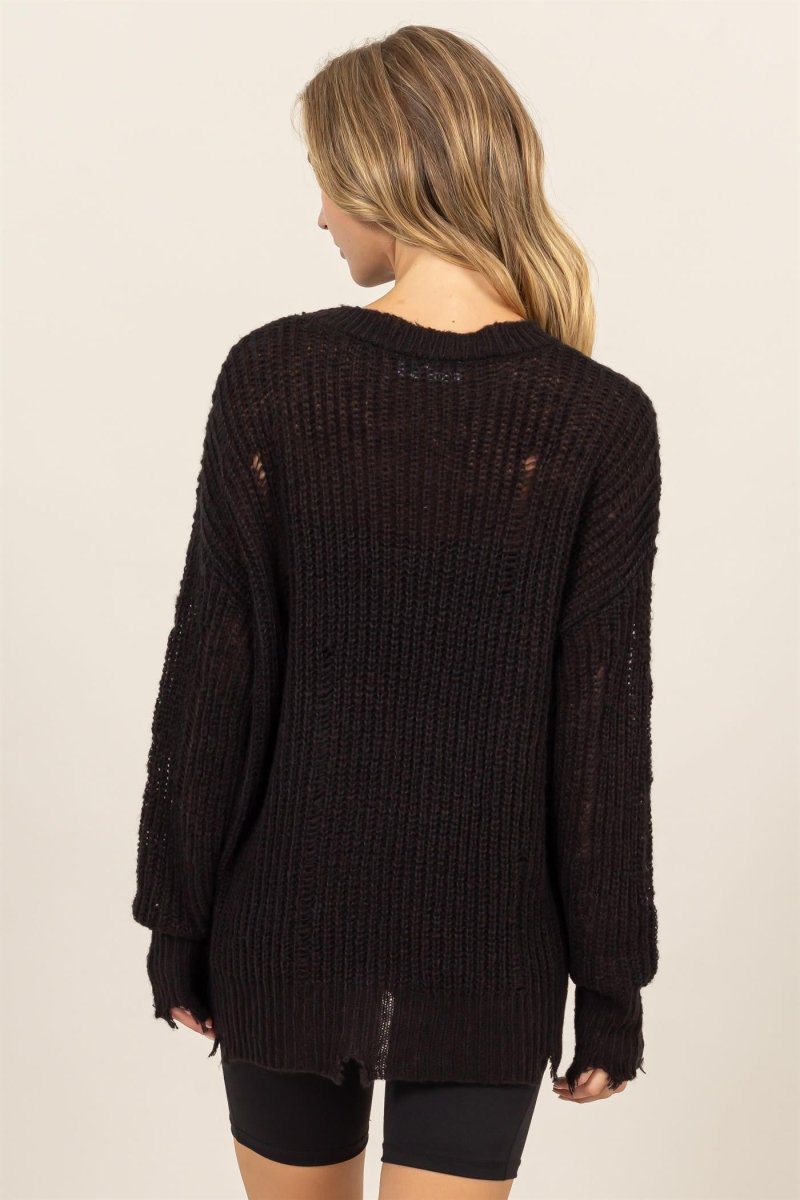 HYFVE Distressed Long Sleeve Knit Top - S. M. & Co.