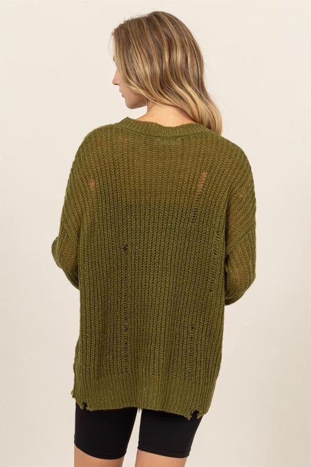 HYFVE Distressed Long Sleeve Knit Top - S. M. & Co.