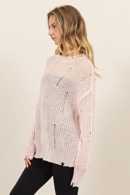 HYFVE Distressed Long Sleeve Knit Top - S. M. & Co.