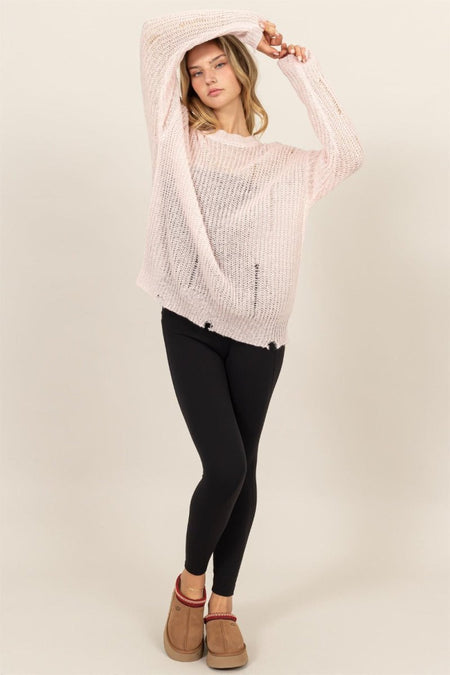 HYFVE Distressed Long Sleeve Knit Top - S. M. & Co.