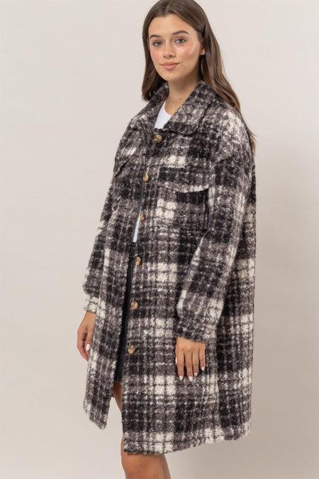 HYFVE Plaid Button Down Longline Shacket - S. M. & Co.