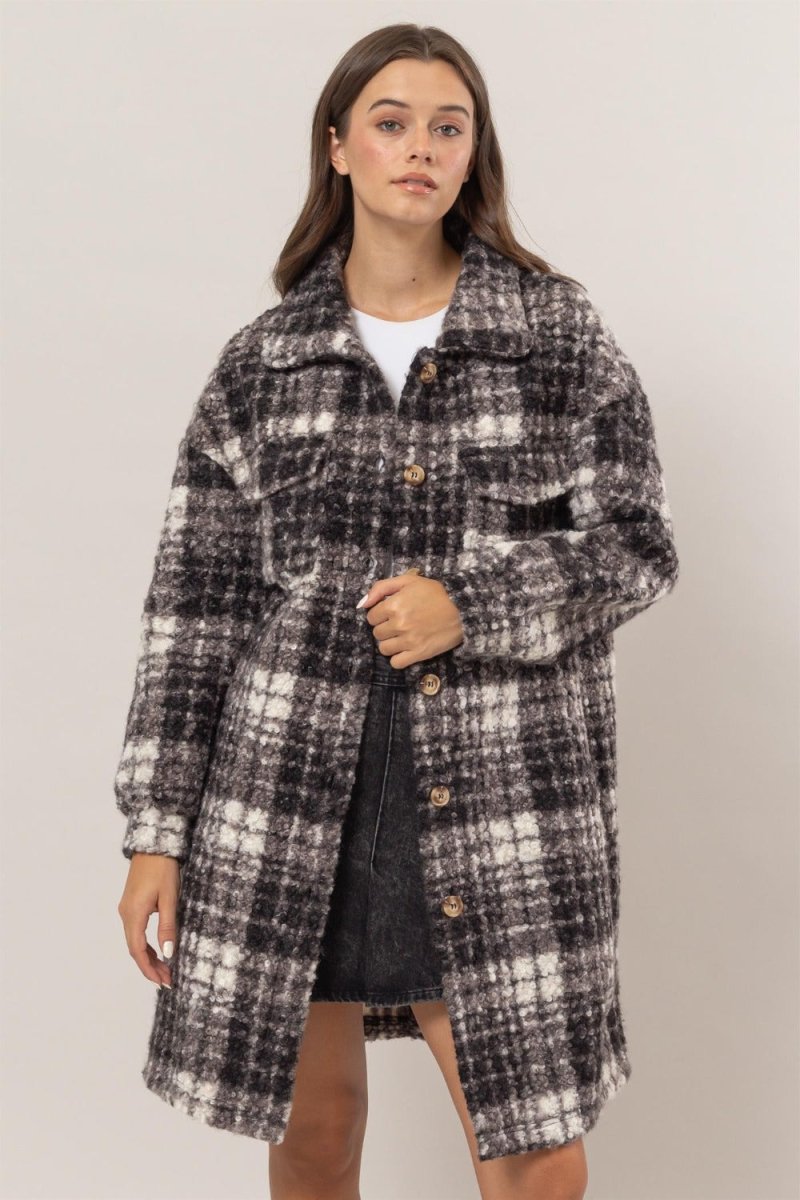 HYFVE Plaid Button Down Longline Shacket - S. M. & Co.