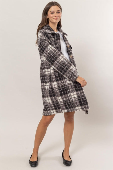 HYFVE Plaid Button Down Longline Shacket - S. M. & Co.