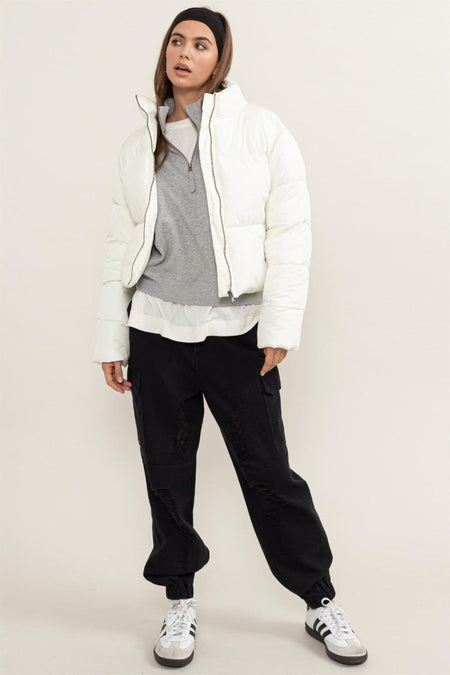 HYFVE Quilted Back Drawstring Puffer Jacket - S. M. & Co.