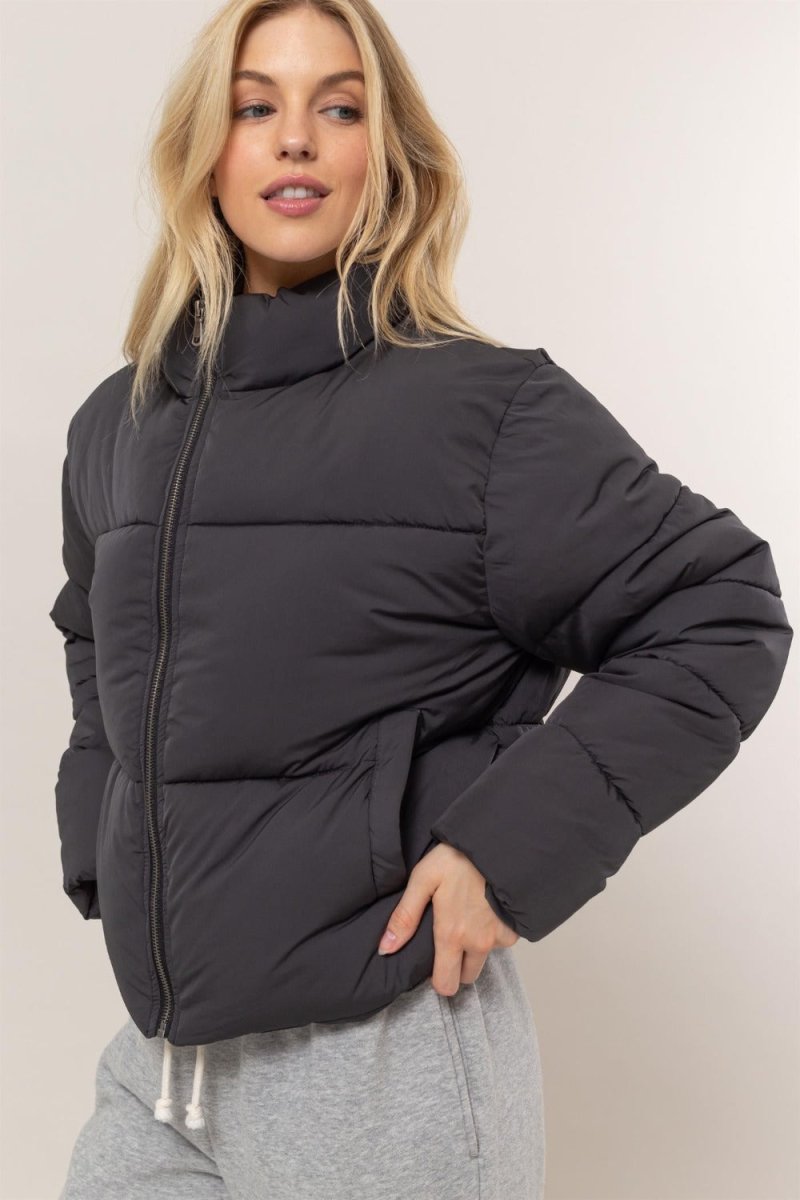 HYFVE Quilted Back Drawstring Puffer Jacket - S. M. & Co.