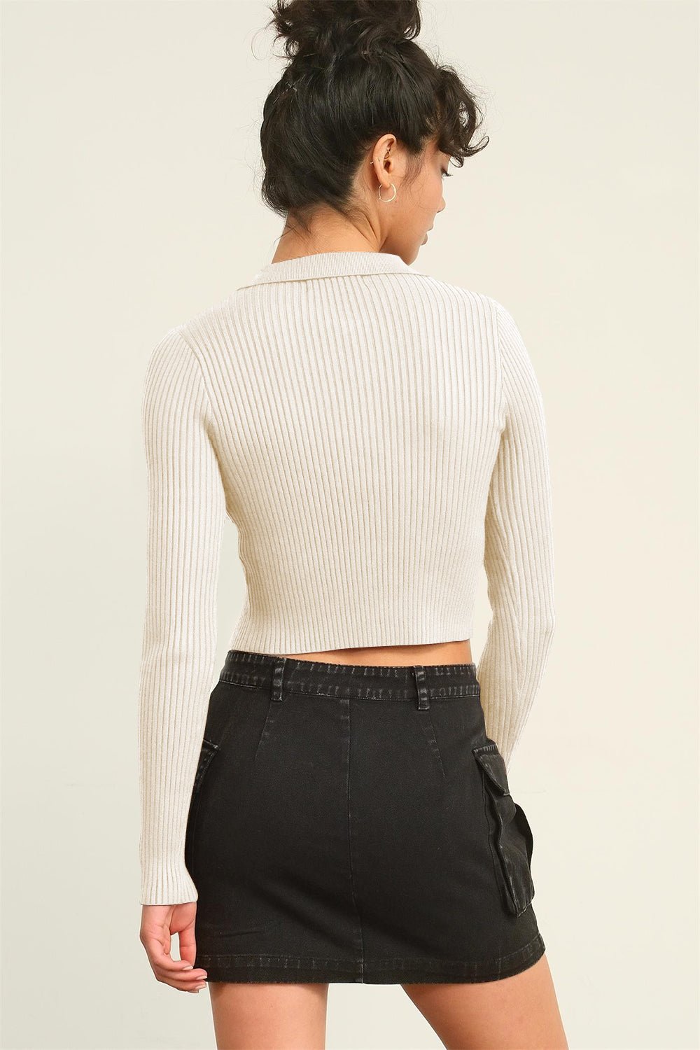 HYFVE Ribbed Double Zip Cropped Cardigan - S. M. & Co. Cardigan