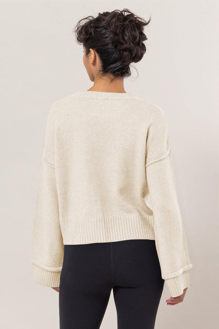 HYFVE Round Neck Dropped Shoulder Ribbed Sweater - S. M. & Co.