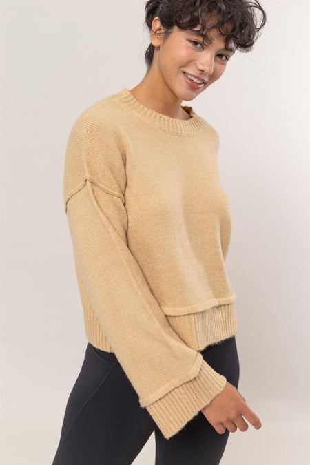 HYFVE Round Neck Dropped Shoulder Ribbed Sweater - S. M. & Co.