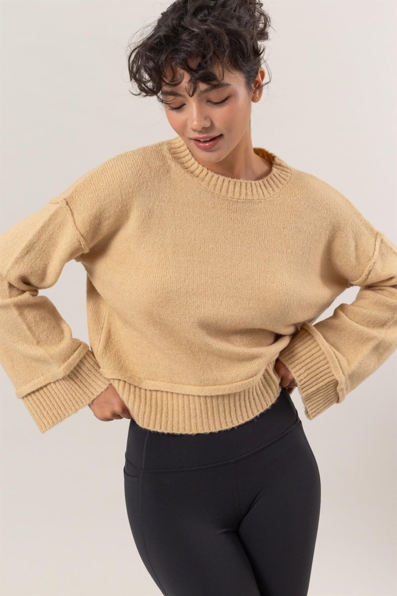 HYFVE Round Neck Dropped Shoulder Ribbed Sweater - S. M. & Co.