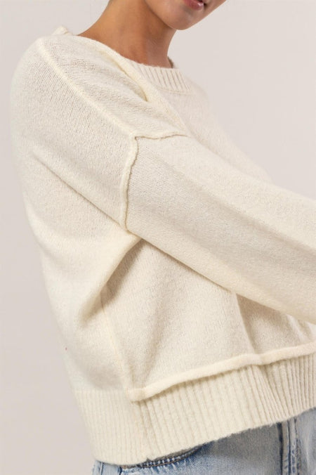 HYFVE Round Neck Dropped Shoulder Ribbed Sweater - S. M. & Co.