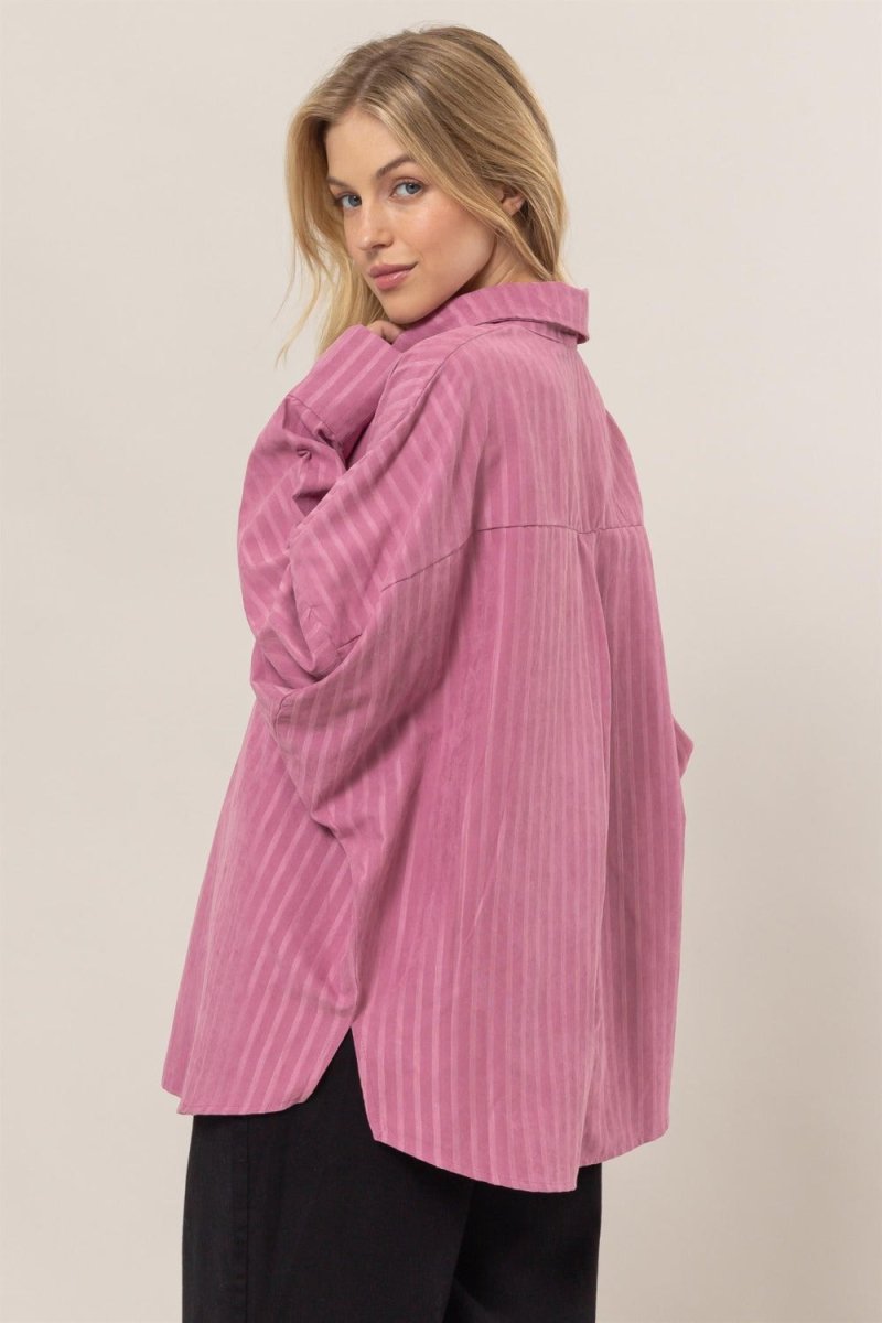 HYFVE Stripe Button Down Long Sleeve Oversized Shirt - S. M. & Co.