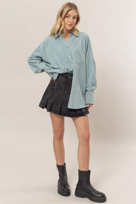 HYFVE Stripe Button Down Long Sleeve Oversized Shirt - S. M. & Co.