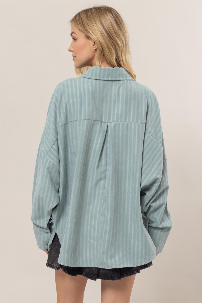 HYFVE Stripe Button Down Long Sleeve Oversized Shirt - S. M. & Co.