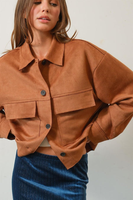 HYFVE Suede Button Down Cropped Jacket - S. M. & Co.