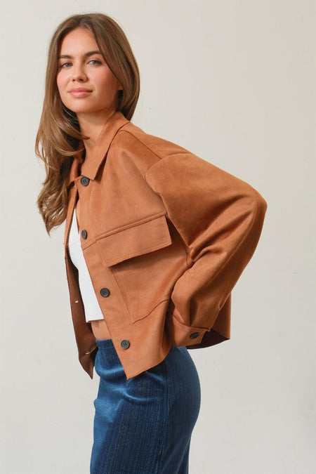 HYFVE Suede Button Down Cropped Jacket - S. M. & Co.