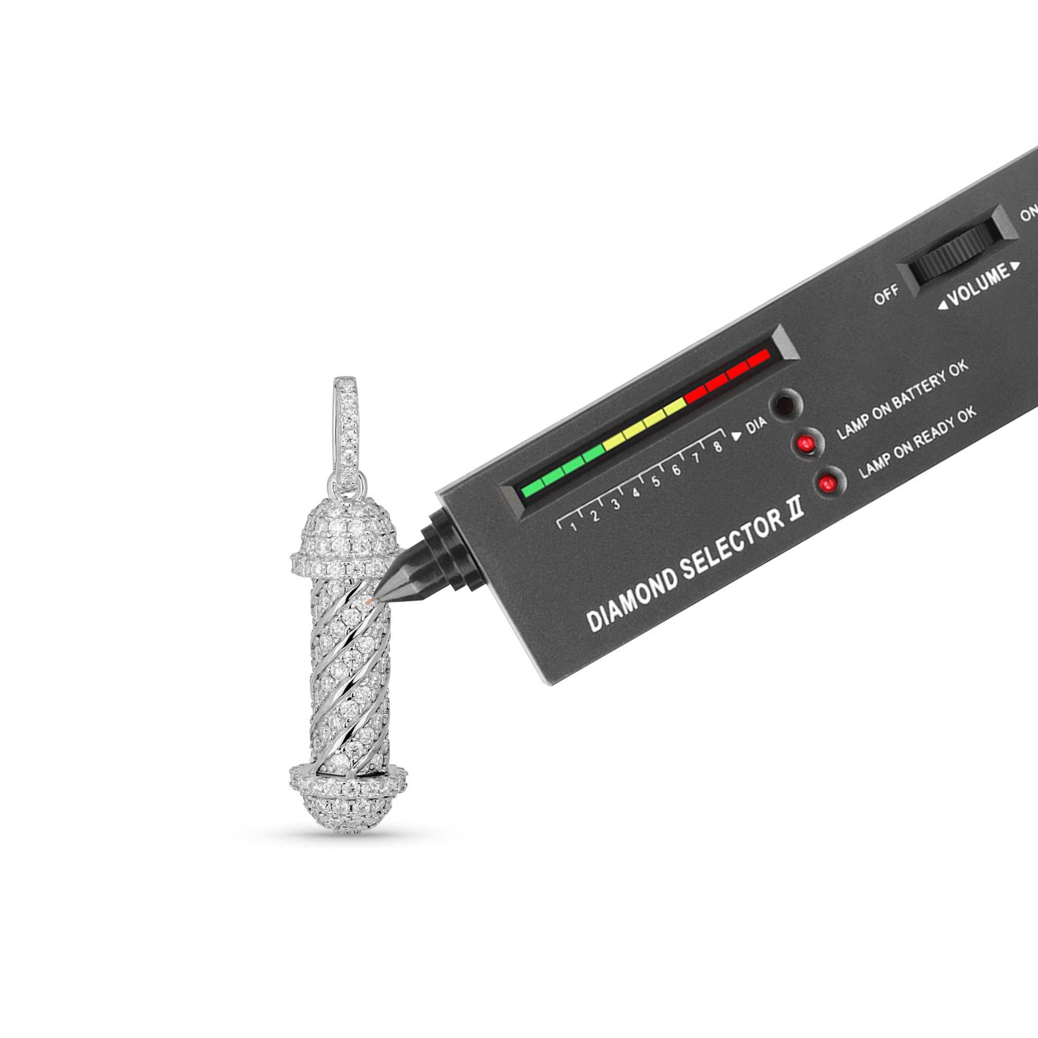 Barber Pole Iced Moissanite Pendant - 925 Sterling Silver Men's Hip Hop Jewelry