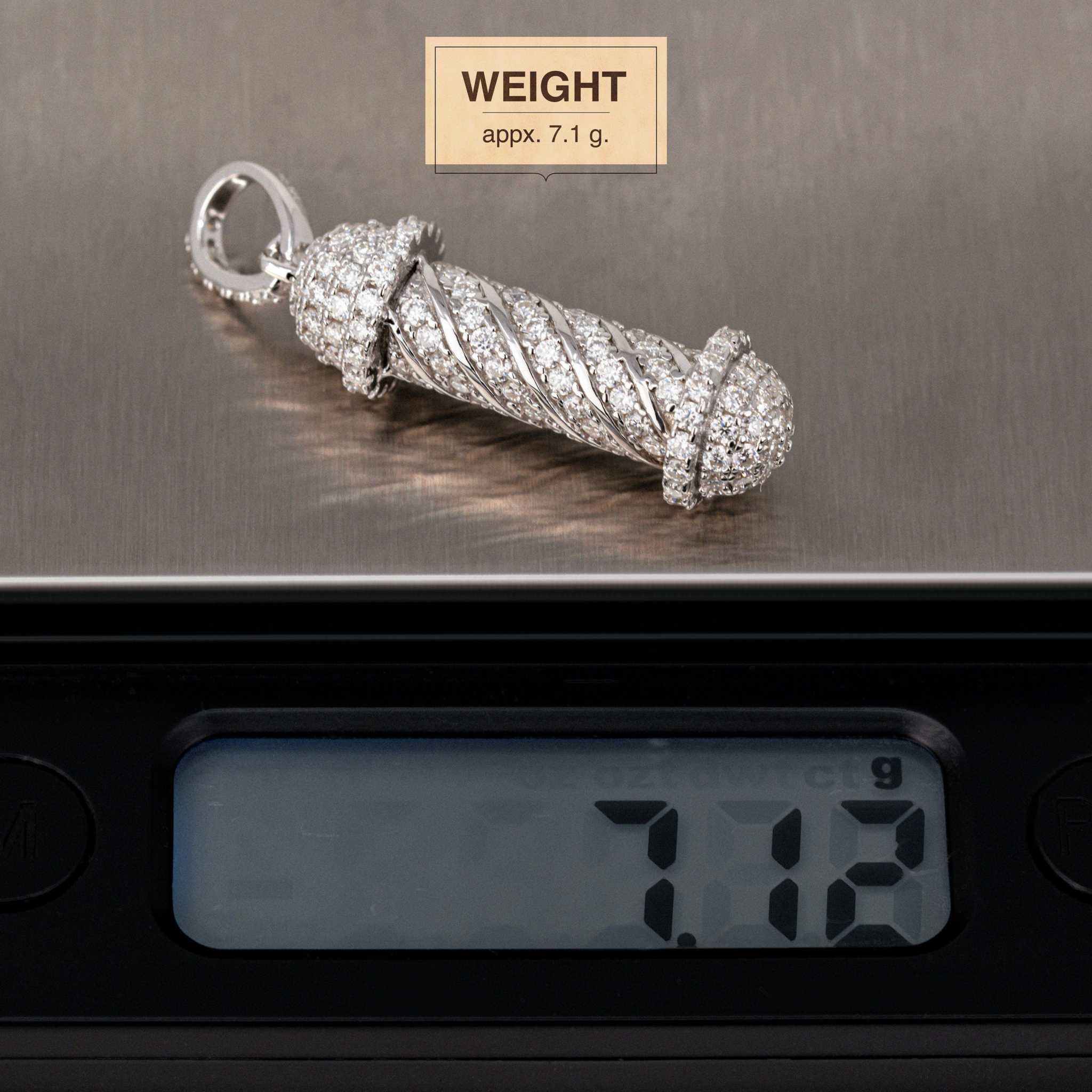 Barber Pole Iced Moissanite Pendant - 925 Sterling Silver Men's Hip Hop Jewelry