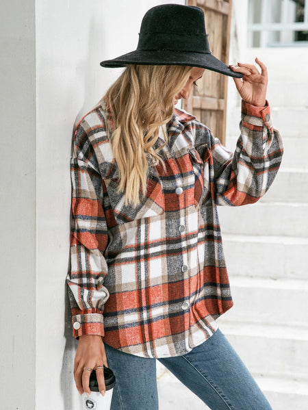 Ivy Lane Meet You Outside Plaid Button Down Curved Hem Shacket - S. M. & Co.