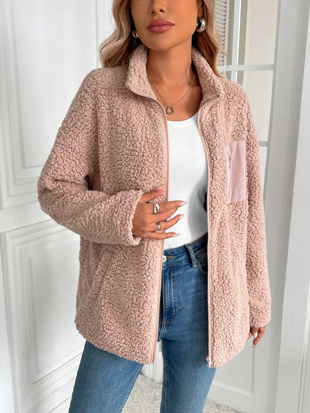 Ivy Lane Zip Up Long Sleeve Fuzzy Jacket - S. M. & Co.