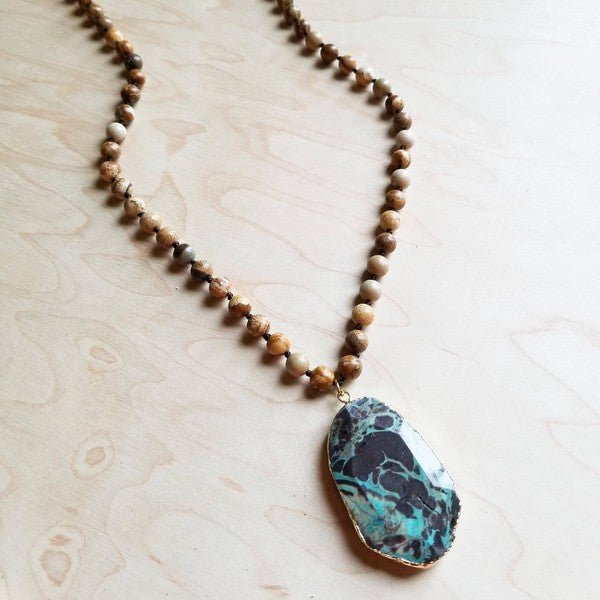 JASPER Necklace with Ocean Agate Pendant - S. M. & Co. Necklace