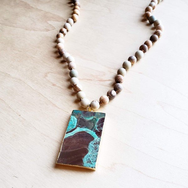 JASPER Necklace with Ocean Agate Pendant - S. M. & Co. Necklace