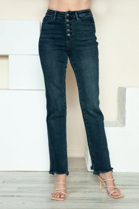 Judy Blue Full Size Button Fly Hem Destroy Straight Jeans - S. M. & Co.