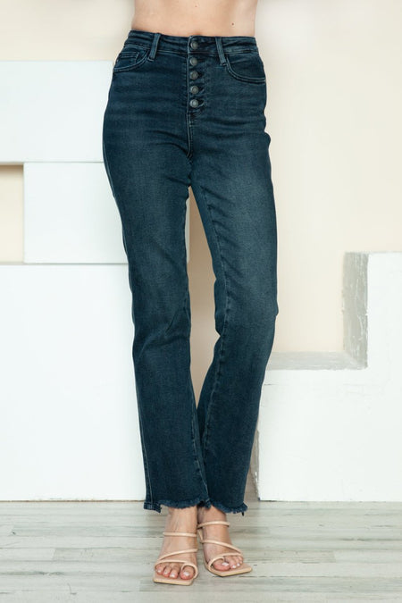 Judy Blue Full Size Button Fly Hem Destroy Straight Jeans - S. M. & Co.