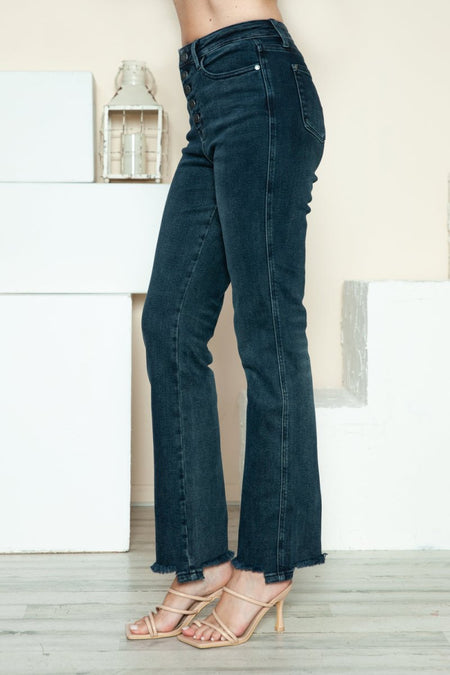 Judy Blue Full Size Button Fly Hem Destroy Straight Jeans - S. M. & Co.