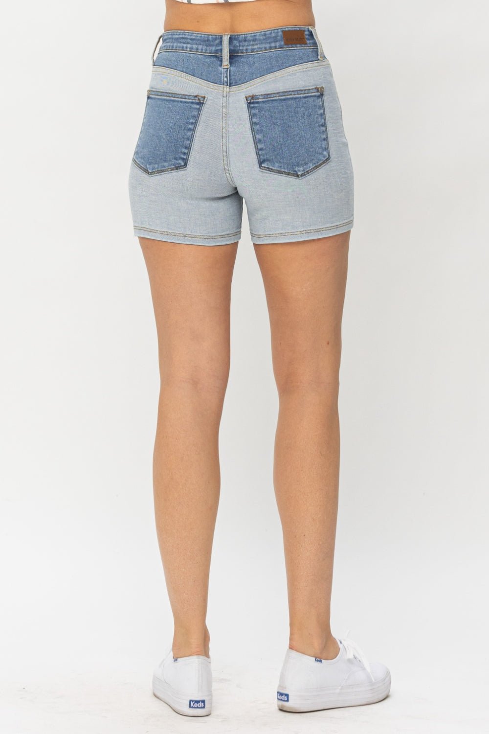 Judy Blue Full Size Color Block Denim Shorts - S. M. & Co. Denim Shorts