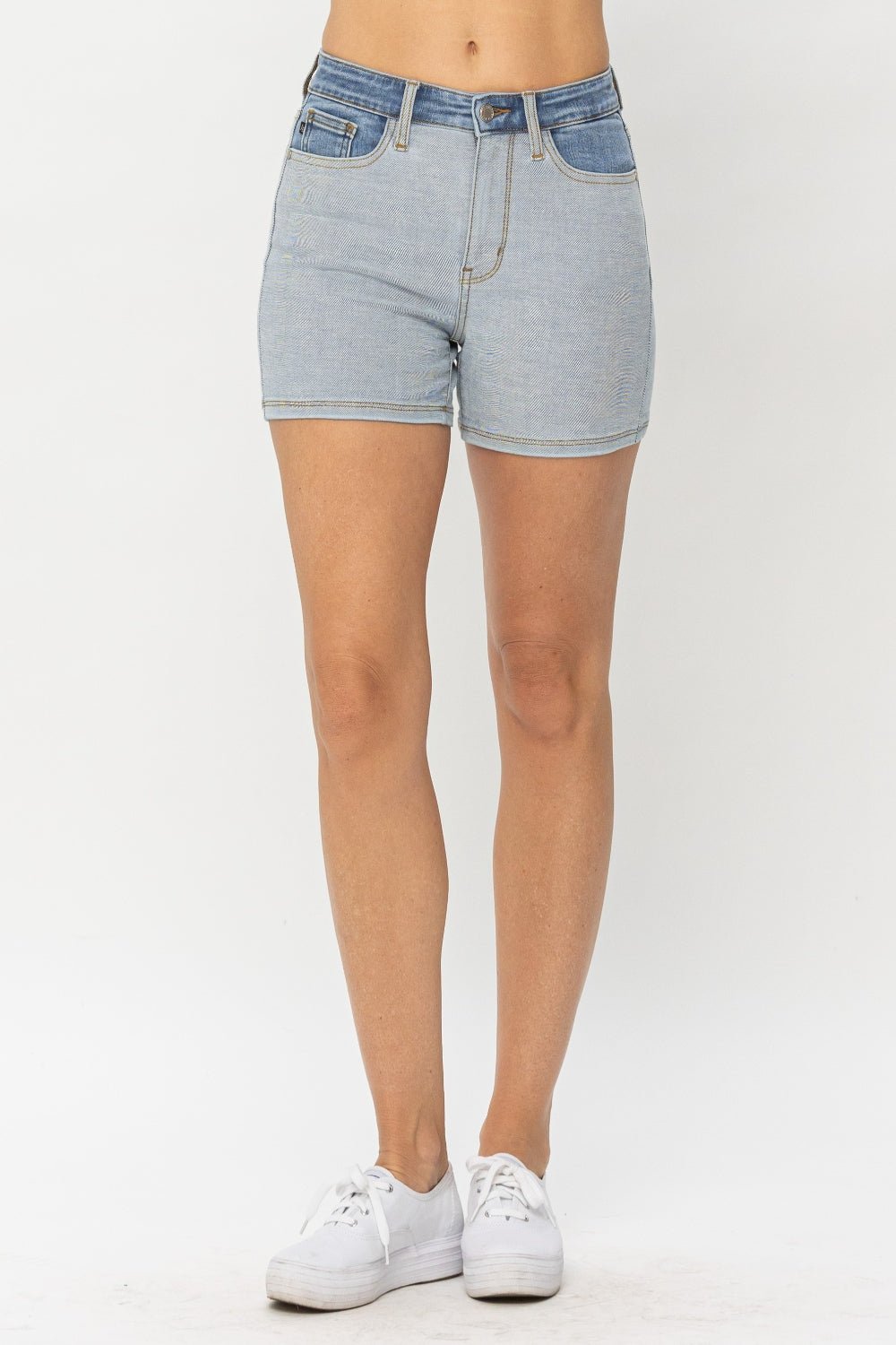 Judy Blue Full Size Color Block Denim Shorts - S. M. & Co. Denim Shorts