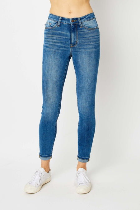 Judy Blue Full Size Cuffed Hem Skinny Jeans - S. M. & Co.