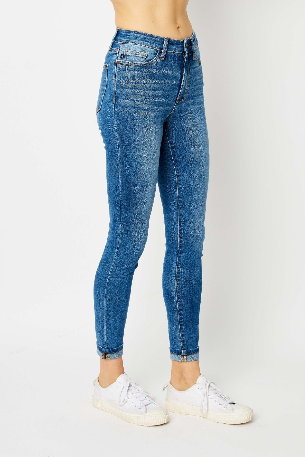 Judy Blue Full Size Cuffed Hem Skinny Jeans - S. M. & Co.