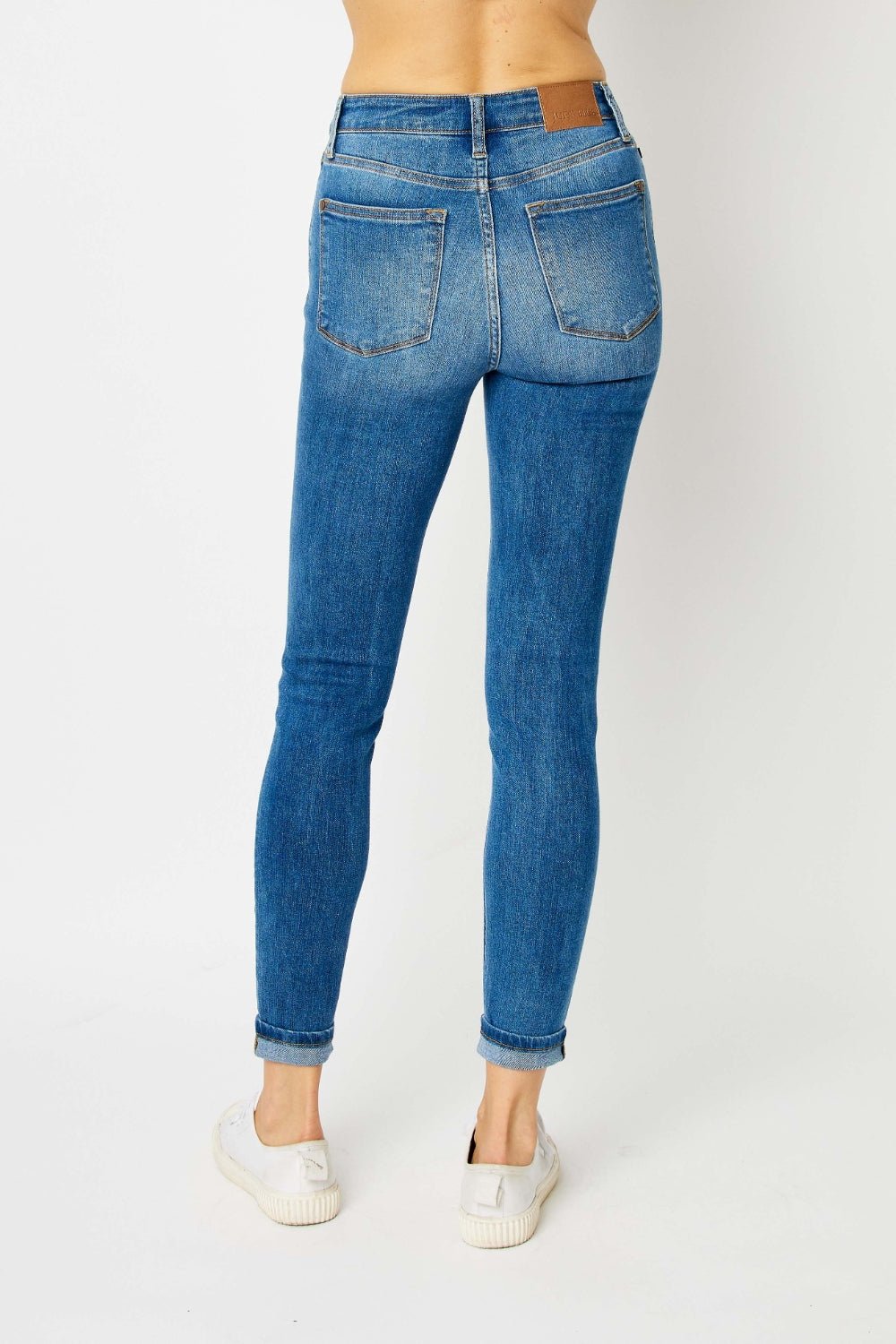 Judy Blue Full Size Cuffed Hem Skinny Jeans - S. M. & Co.