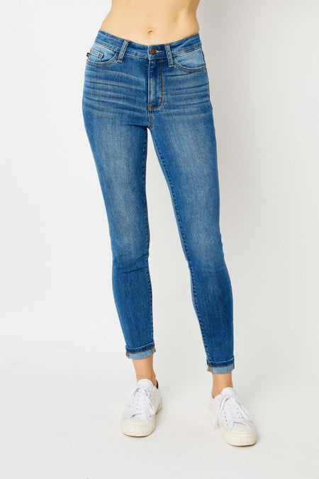 Judy Blue Full Size Cuffed Hem Skinny Jeans - S. M. & Co.