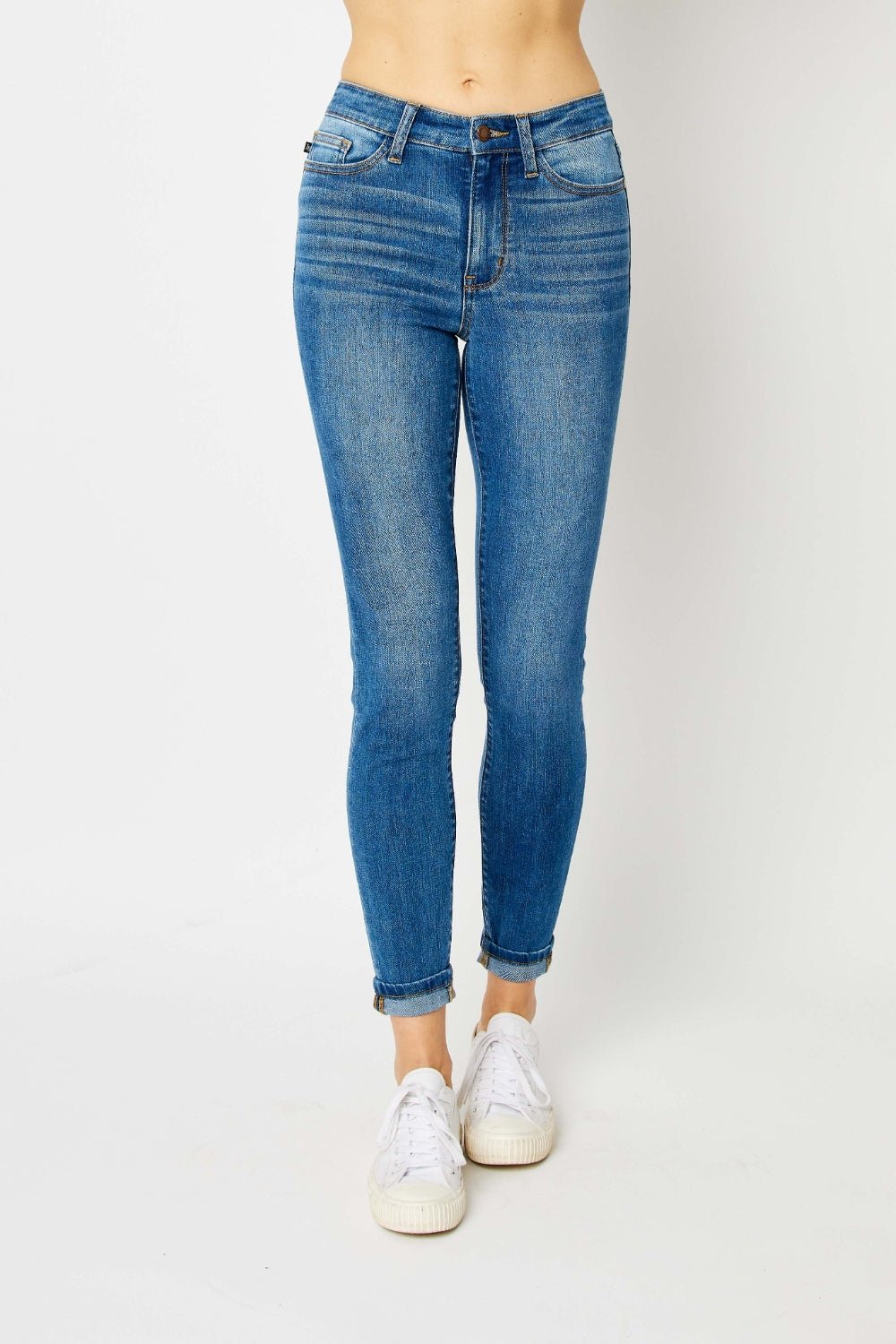 Judy Blue Full Size Cuffed Hem Skinny Jeans - S. M. & Co.