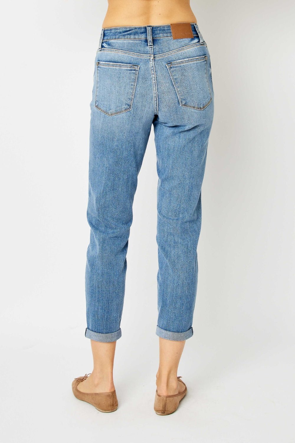 Judy Blue Full Size Cuffed Hem Slim Jeans - S. M. & Co. Denim Jeans