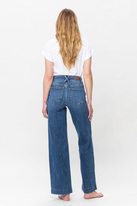 Judy Blue Full Size Double Button Wide Leg Jeans - S. M. & Co.