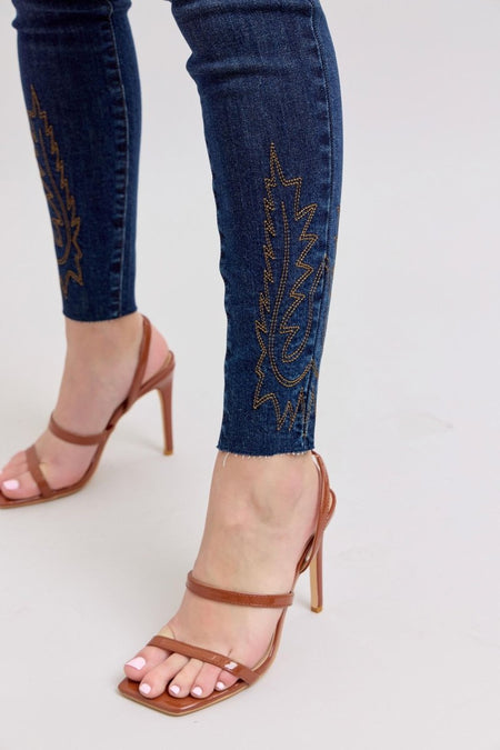 Judy Blue Full Size Embroidered High Rise Skinny Jeans Plus Size - S. M. & Co.