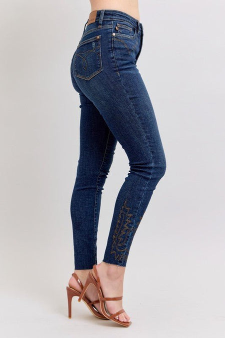 Judy Blue Full Size Embroidered High Rise Skinny Jeans Plus Size - S. M. & Co.