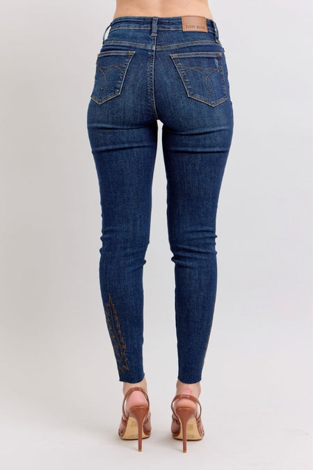 Judy Blue Full Size Embroidered High Rise Skinny Jeans Plus Size - S. M. & Co.