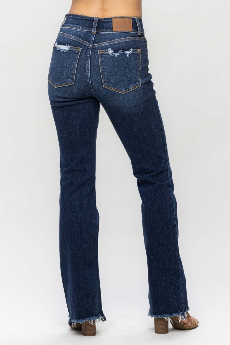 Judy Blue Full Size Frayed Hem Bootcut Jeans - S. M. & Co. Bootcut Jeans