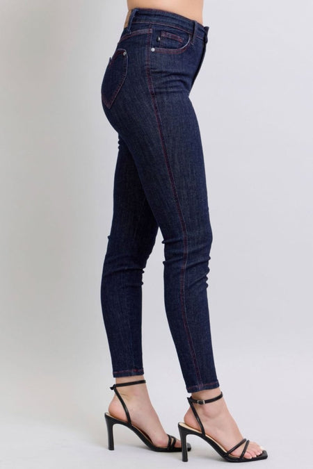 Judy Blue Full Size Heart Shaped Back Pockets Skinny Jeans - S. M. & Co.