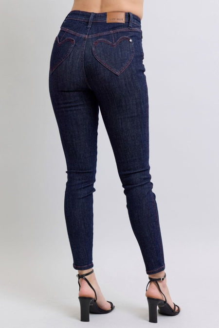 Judy Blue Full Size Heart Shaped Back Pockets Skinny Jeans - S. M. & Co.