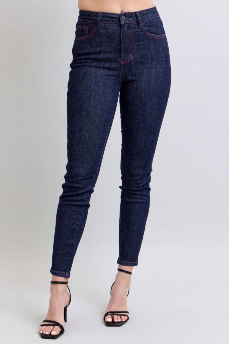 Judy Blue Full Size Heart Shaped Back Pockets Skinny Jeans - S. M. & Co.