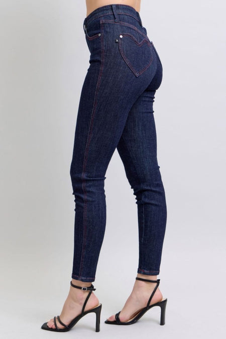 Judy Blue Full Size Heart Shaped Back Pockets Skinny Jeans - S. M. & Co.